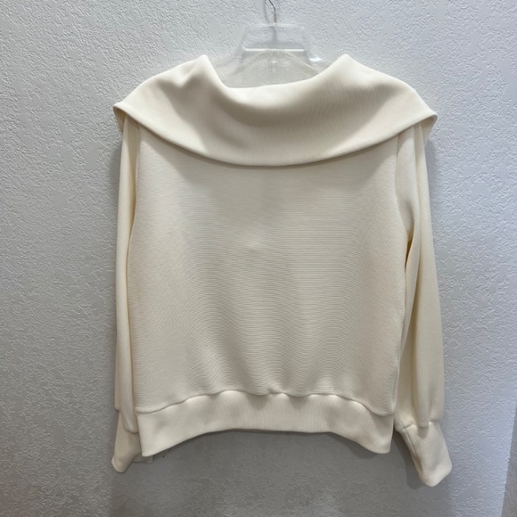 Varley Vine half zip cream ottoman pullover ribbed top - Picture 5 of 13